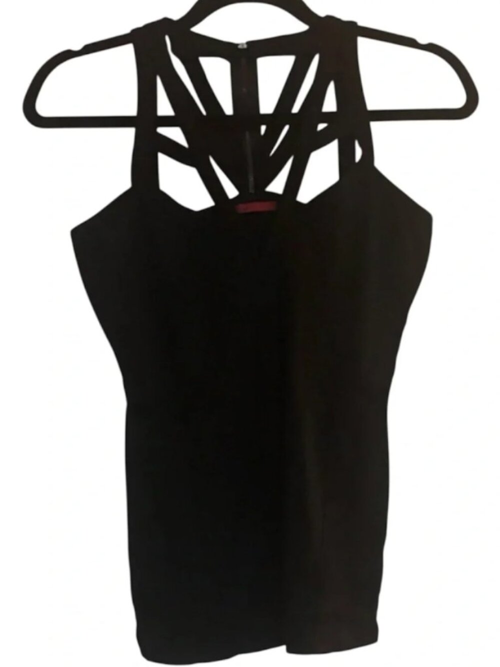 BKE RED Boutique Black Caged Tank Top – Size XL – Edgy Cutout Neckline